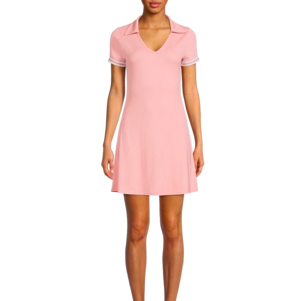 NWT - Juniors Contrast Sleeve Polo Dress in Dusty Rose, No Boundaries 👗🏓🎾⛳️